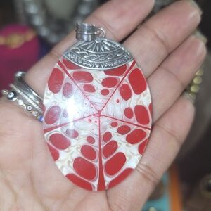 Red and Silver Pendant Necklace